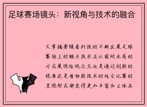 足球赛场镜头：新视角与技术的融合